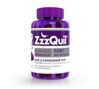 ZzzQuil Sommeil Fort - Gommes arôme naturel fruits des bois - Complément alimentaire à base de valériane, camomille matricaire, lavande, vitamine B6 et de mélatonine - 60 gommes