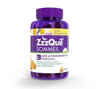 ZzzQuil Sommeil - Gommes arôme naturel mangue banane - Complément alimentaire à base de valériane, camomille, lavande, vitamine B6 et de mélatonine - 60 gommes
